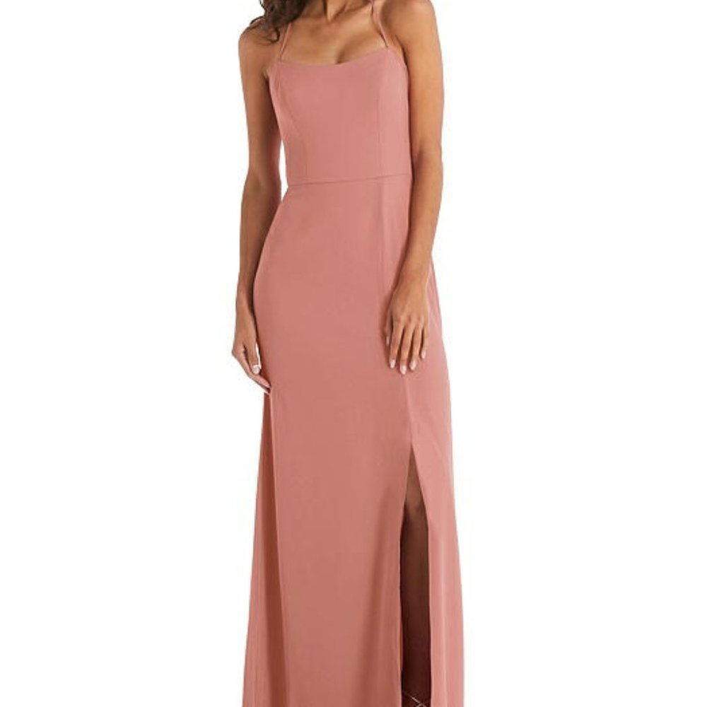 Spaghetti Strap Tie Halter Backless Trumpet Gown
